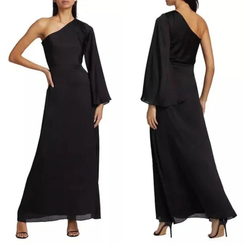 Sachin & Babi Keely Black One Shoulder Gown Dress size 6 - Picture 4 of 17